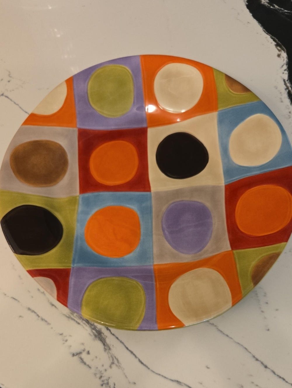 Pier 1  Urban Dot Hand Painted Earthenware Dinner Plate.